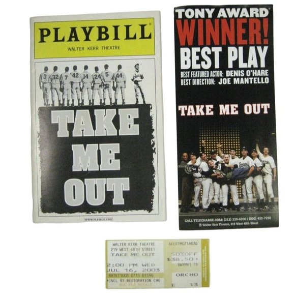 Take Me Out Playbill July 2003 Walter Kerr Theatre Ticket Tony Flyer O'Hare - Picture 1 of 6